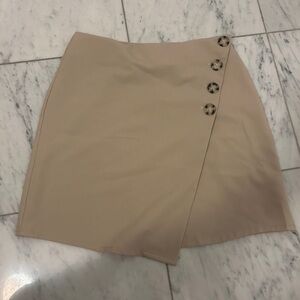 Nasty Gal Tan Button-Accent Mini Skirt